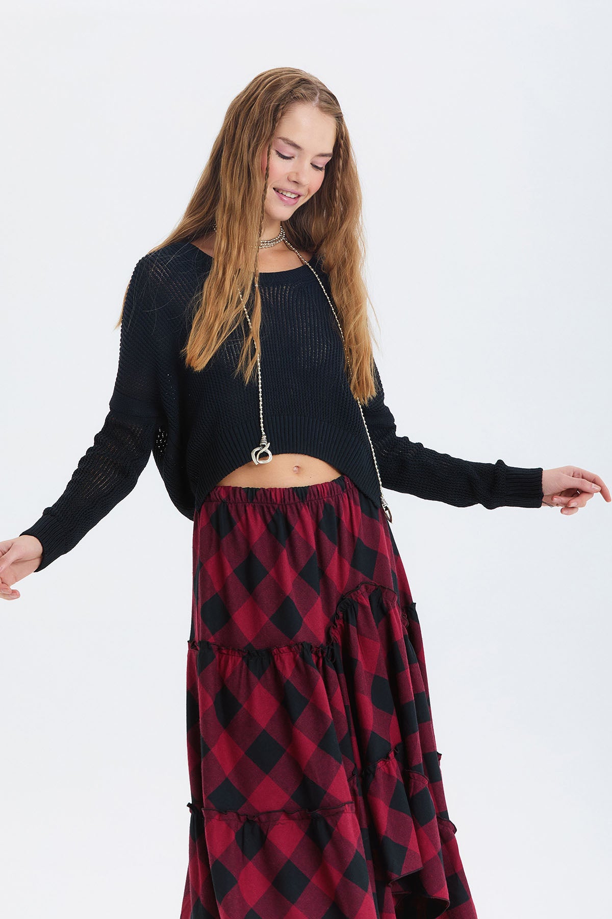 Salaş Triko Basic Bohem Kazak Siyah