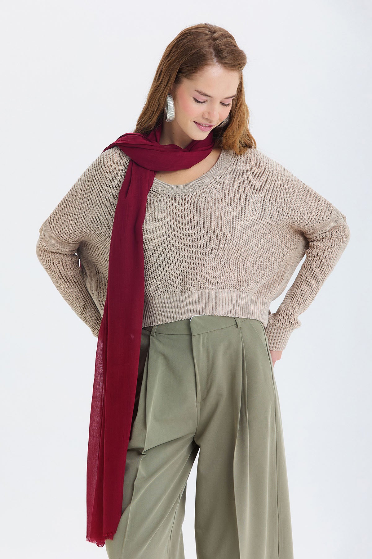 Salaş Triko Basic Bohem Kazak Bej