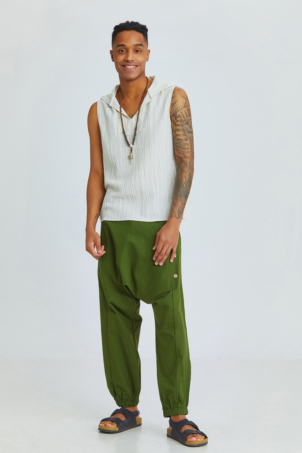 Pamuklu Modern Şalvar Pantolon Yeşil