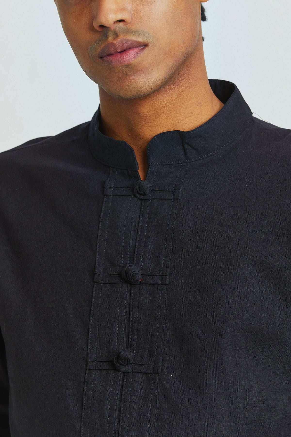 Düğme Detaylı Bohem Gömlek Siyah