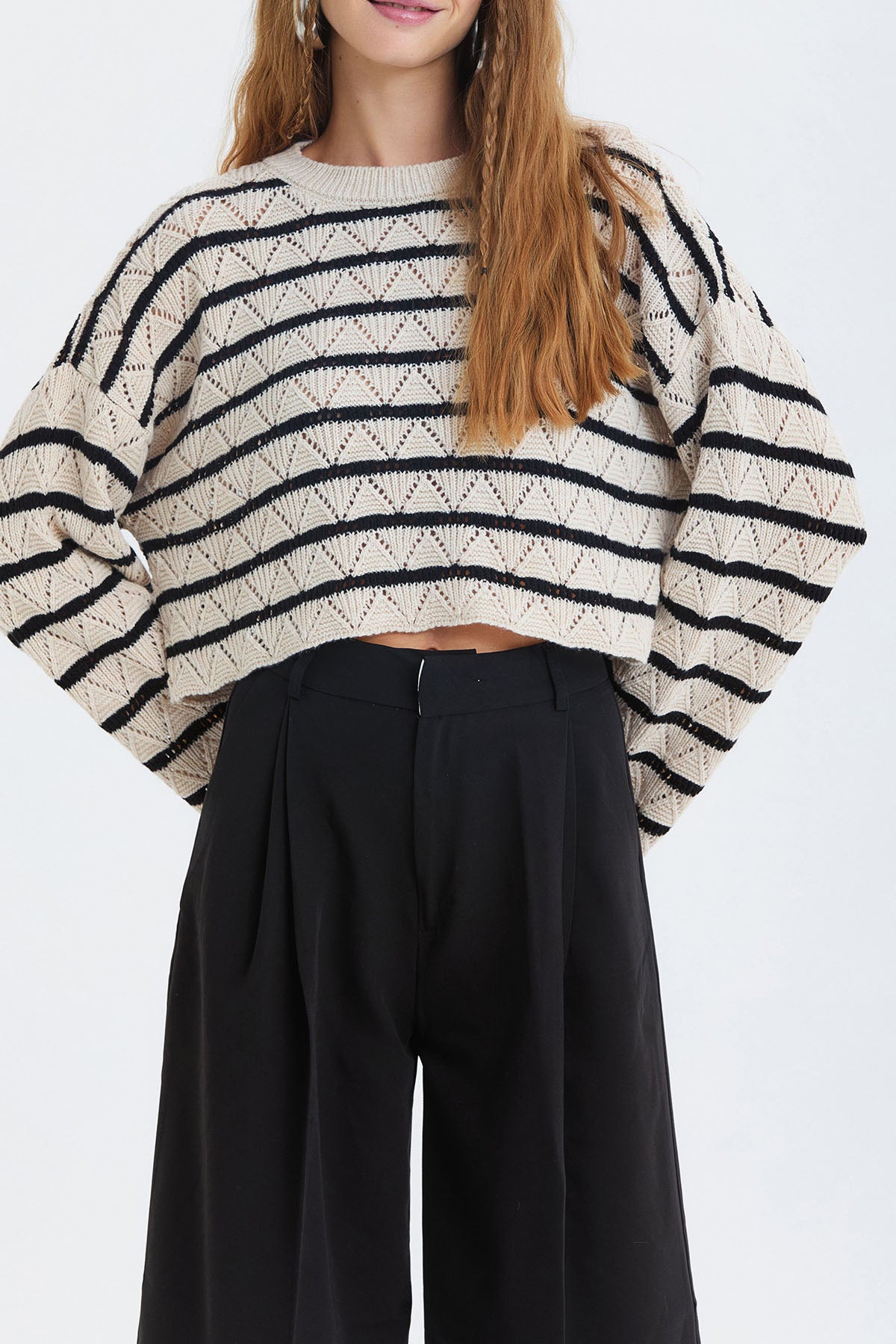 Salaş Bol Paça Kumaş Pantolon Siyah