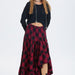 Hippi Tarz Desenli Maxi Etek Bordo