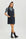 V Yakalı Ekoseli Mini Elbise Lacivert