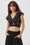 Desenli Sırt Detaylı Bağlamalı Bohem Crop Bluz Siyah