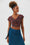 Desenli Sırt Detaylı Bağlamalı Bohem Crop Bluz Mor