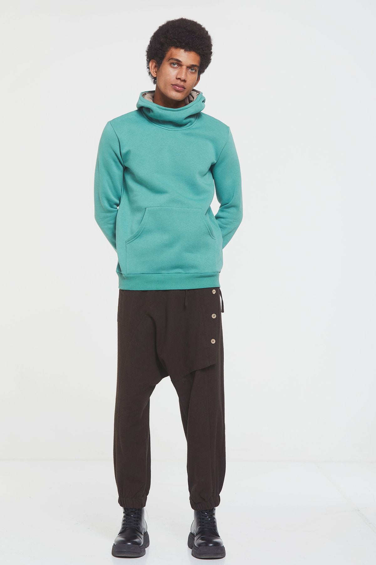 Kapüşonlu Rahat Kesim Sweatshirt Yeşil