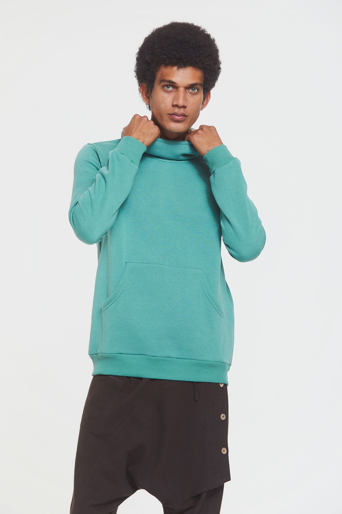 Kapüşonlu Rahat Kesim Sweatshirt Yeşil