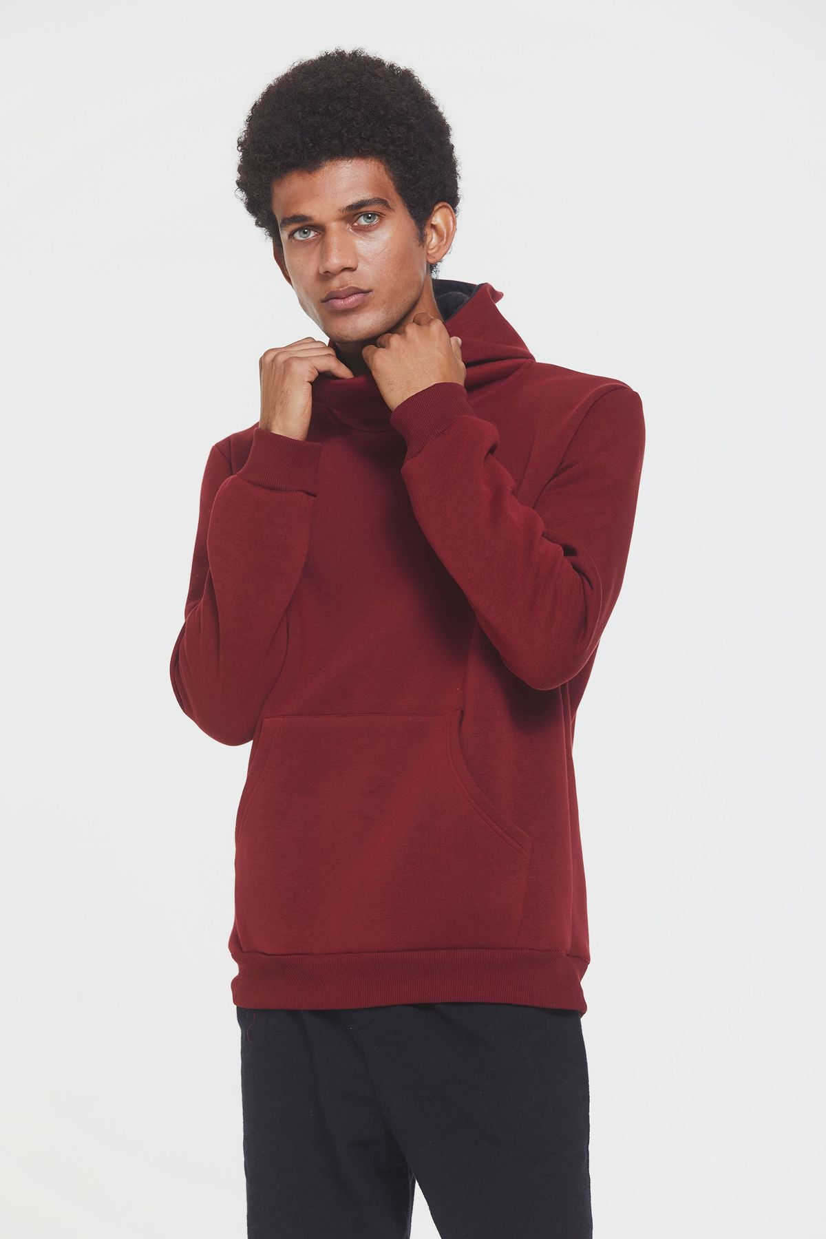 Kapüşonlu Rahat Kesim Sweatshirt Kırmızı