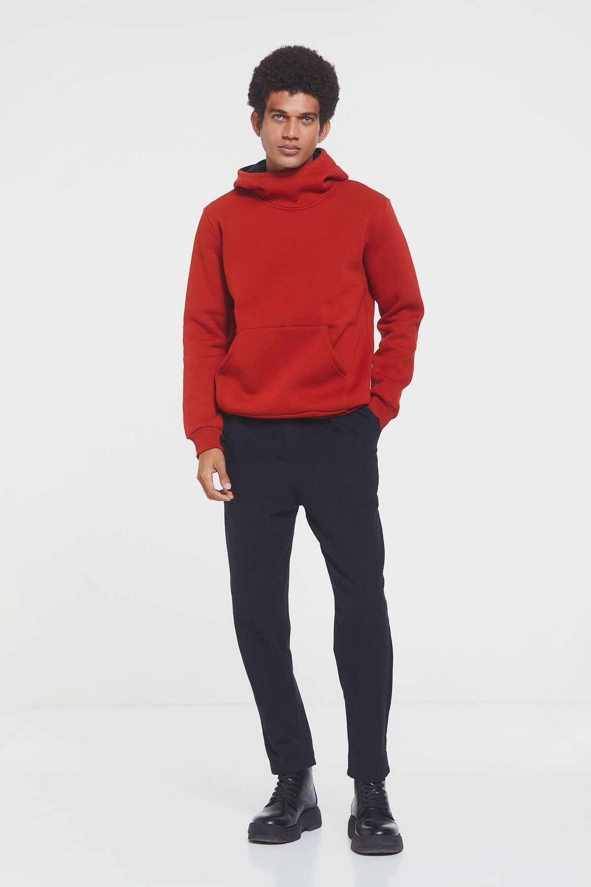 Kapüşonlu Rahat Kesim Sweatshirt Turuncu