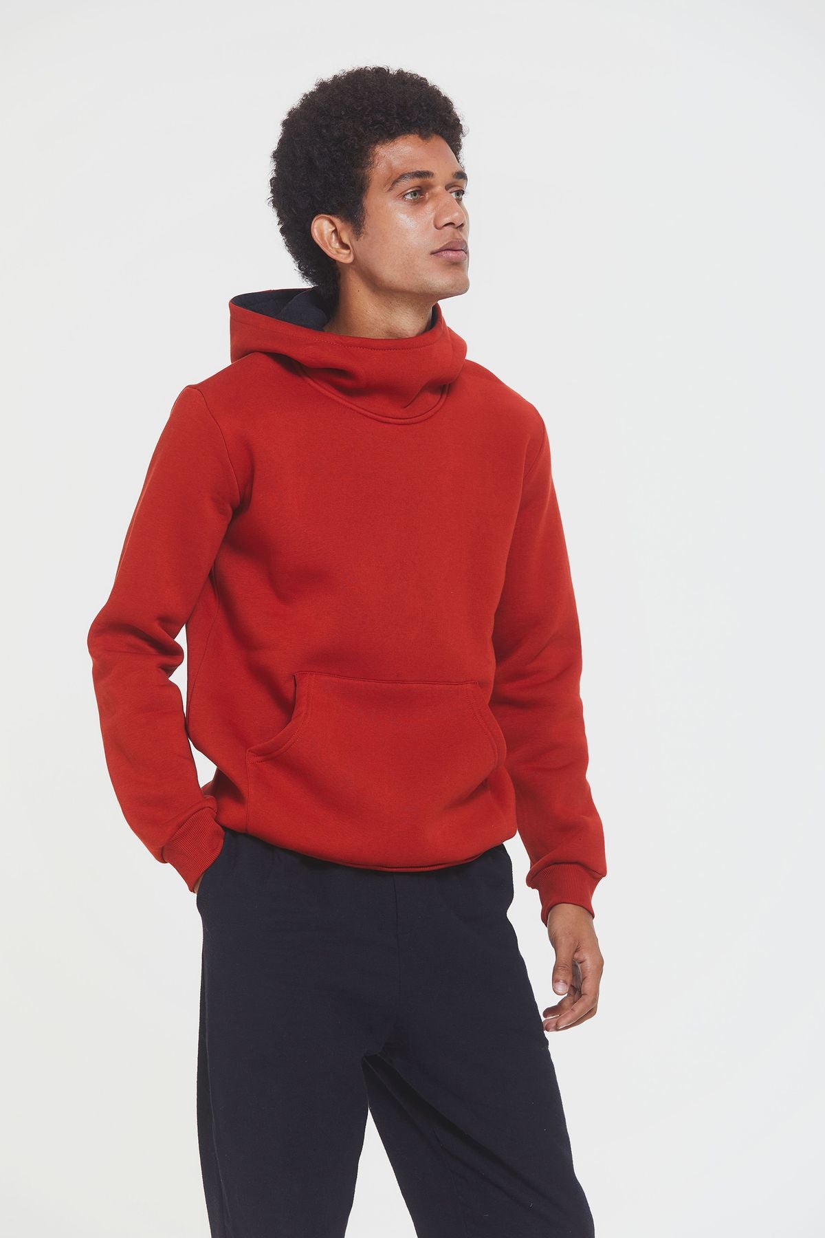 Kapüşonlu Rahat Kesim Sweatshirt Turuncu