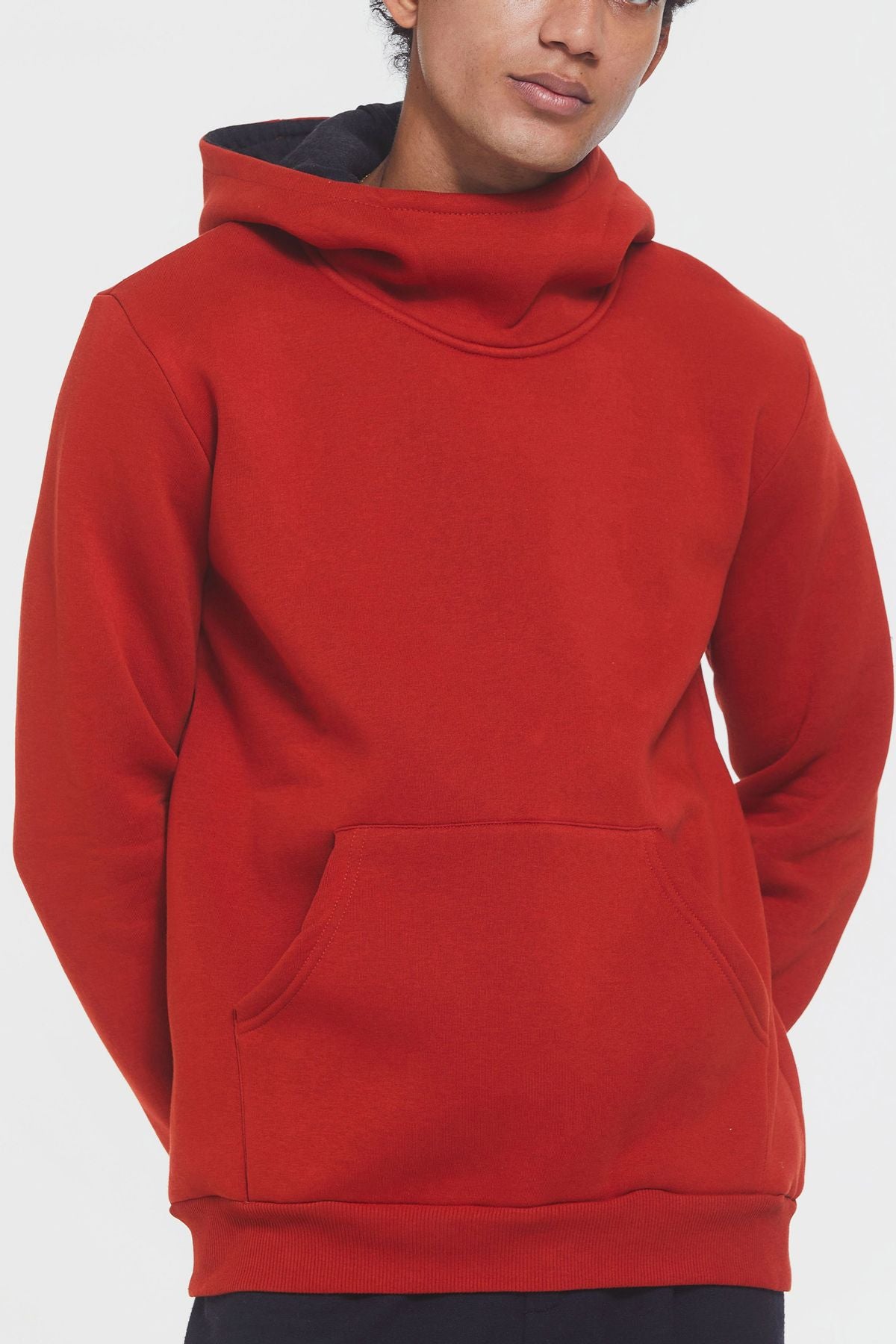 Kapüşonlu Rahat Kesim Sweatshirt Turuncu