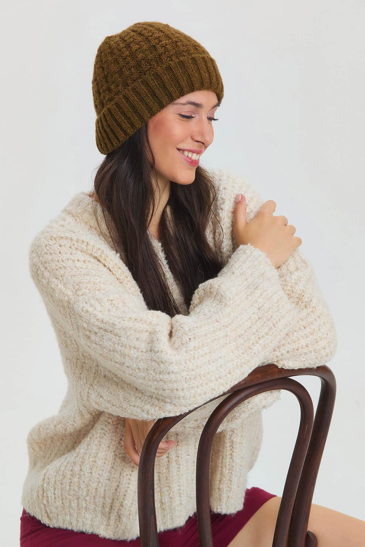 Dokulu Unisex Bere Haki