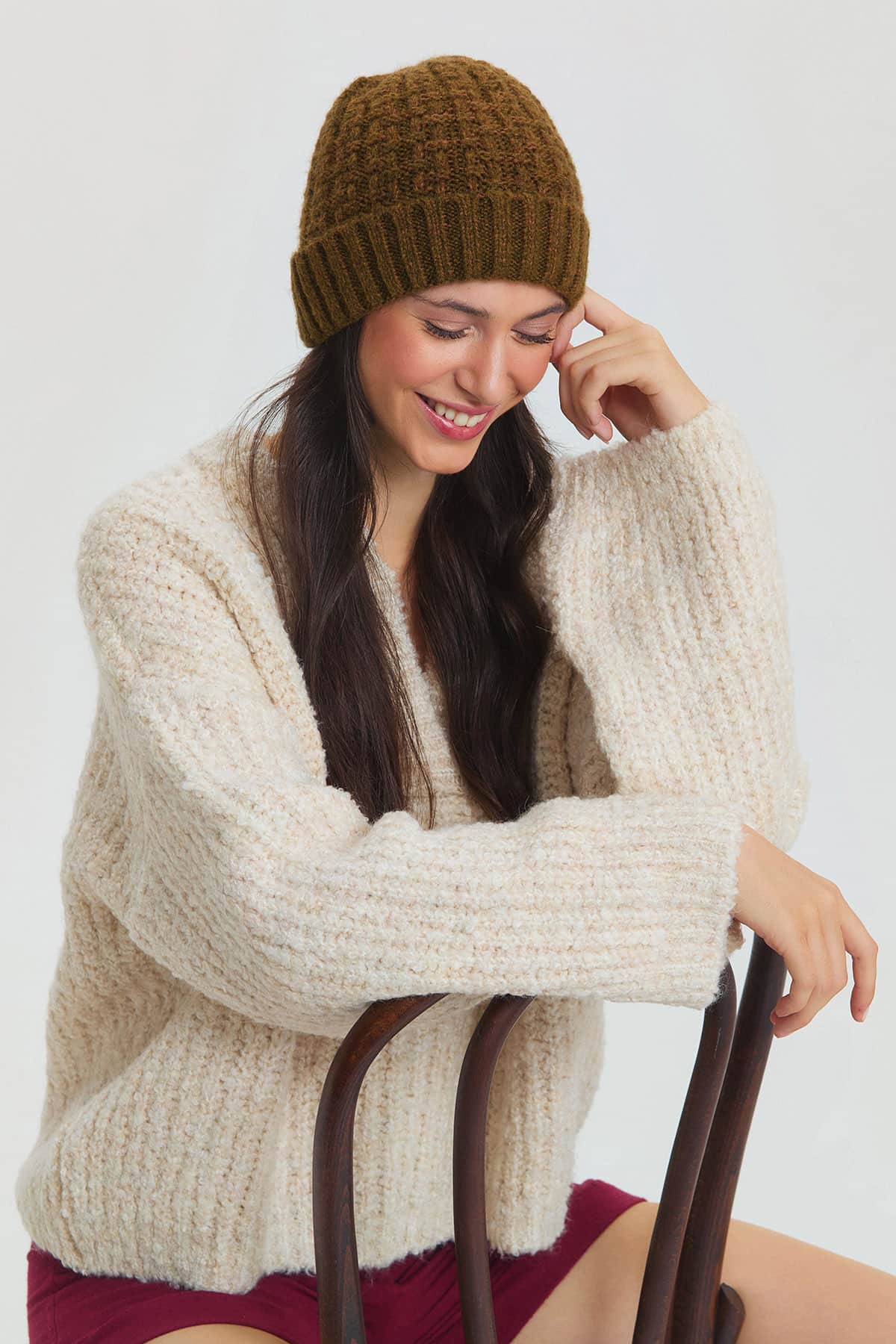 Dokulu Unisex Bere Haki
