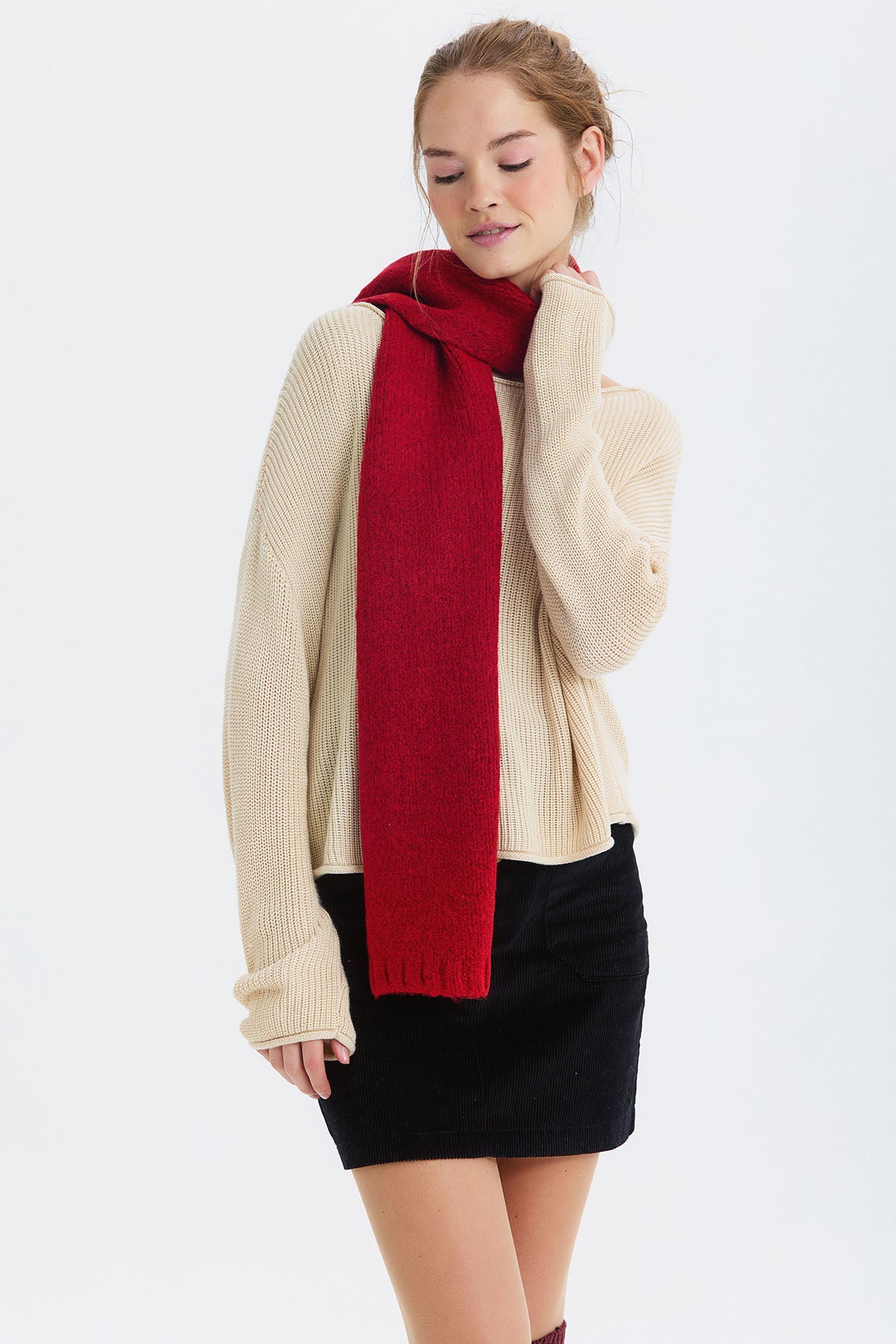 Basic Orta Boy Atkı Kırmızı