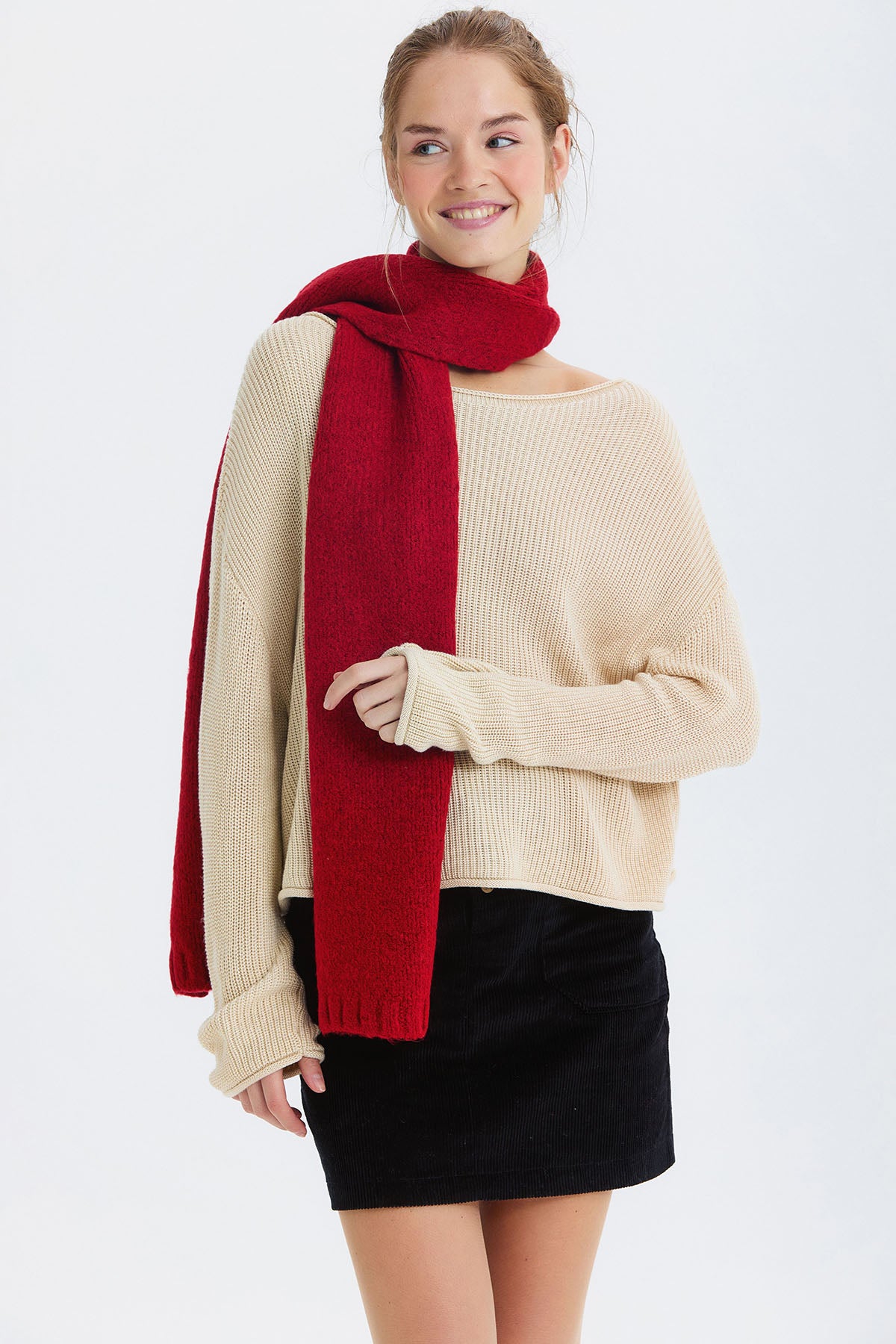 Basic Orta Boy Atkı Kırmızı