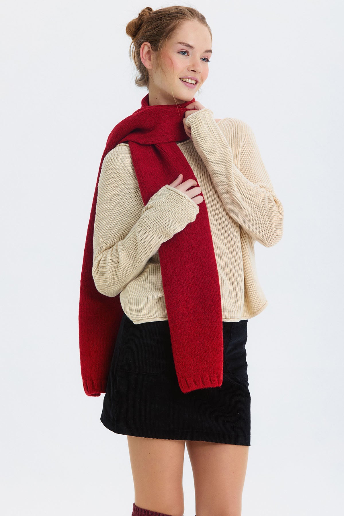 Basic Orta Boy Atkı Kırmızı