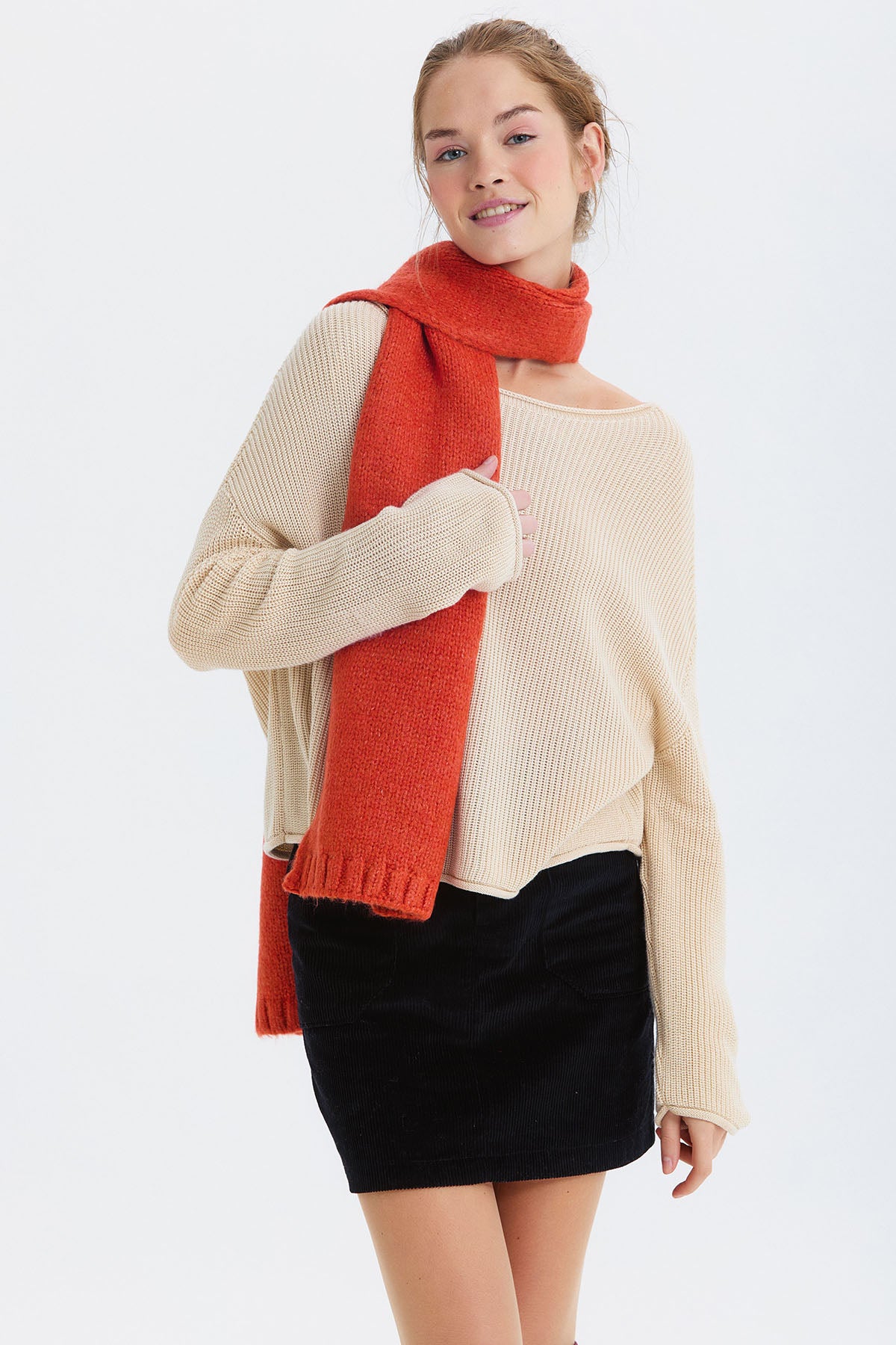 Basic Orta Boy Atkı Turuncu