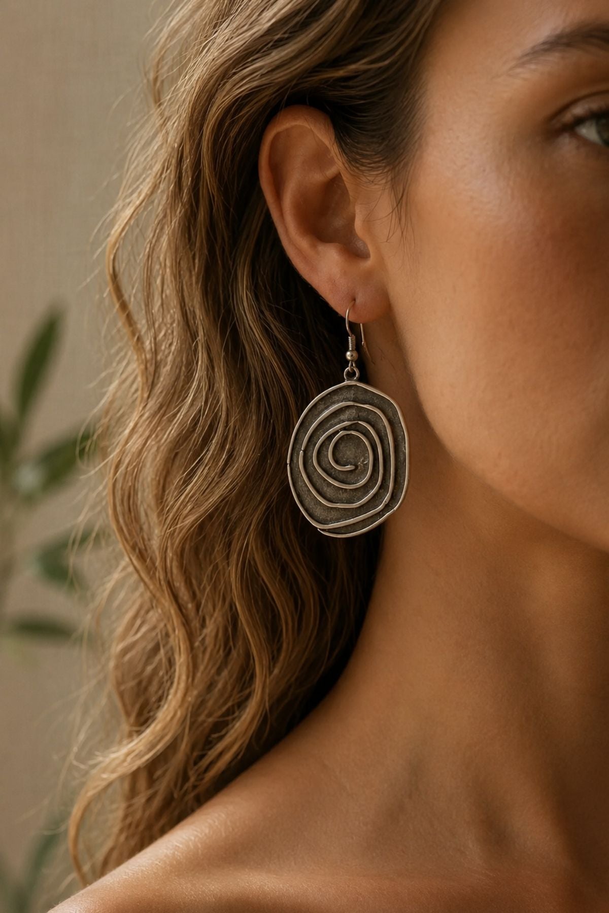 Spiral Bohem Küpe Gümüş Renk