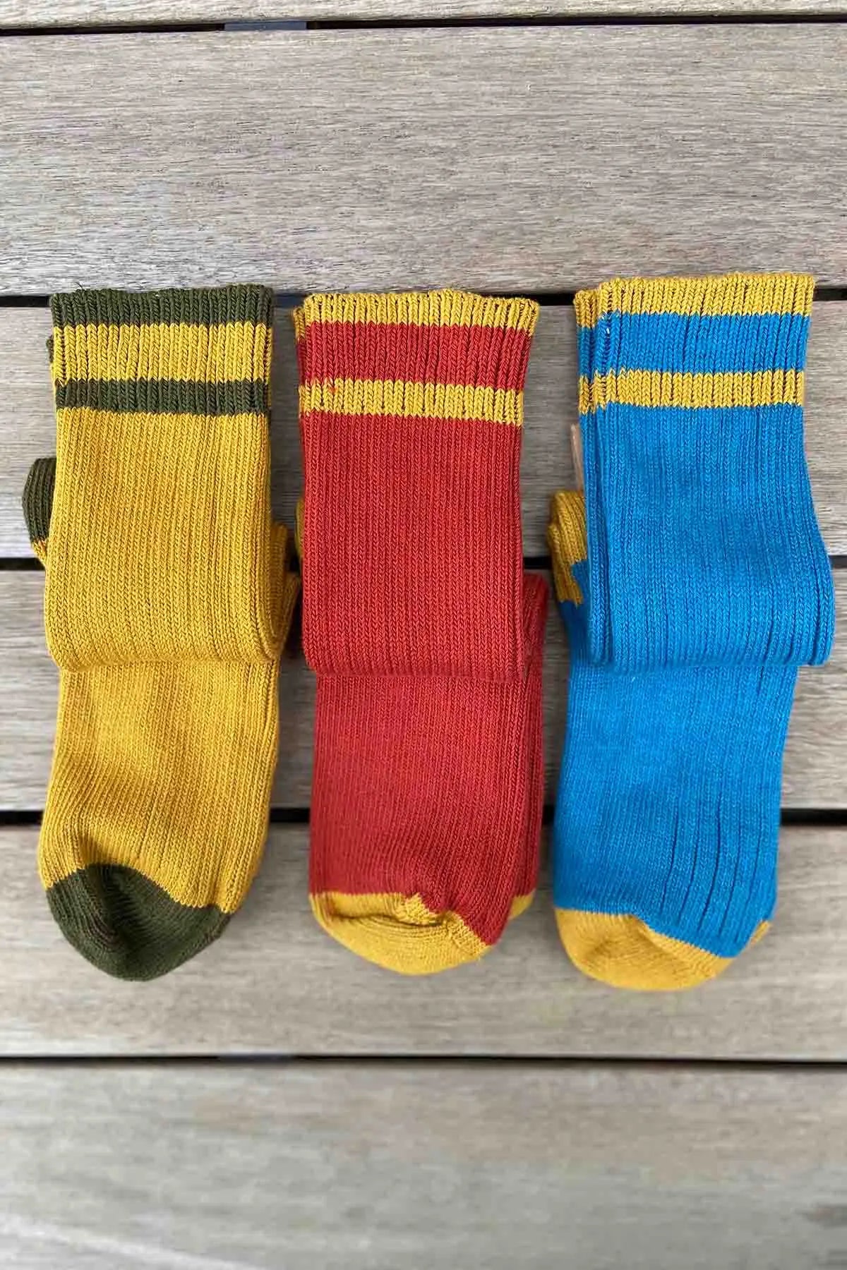 Pamuklu İki Renkli Çorap Sarı