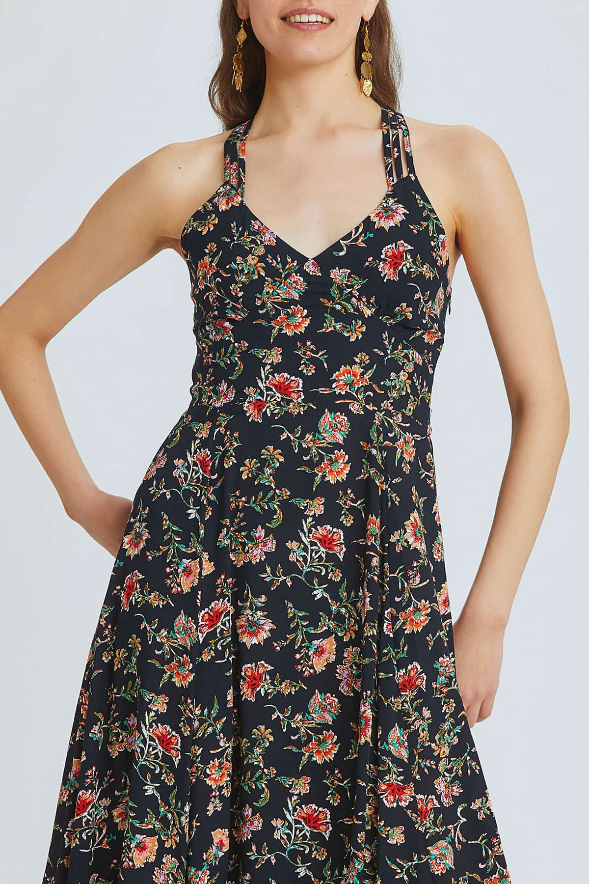 Arkası Çapraz Elbise Siyah