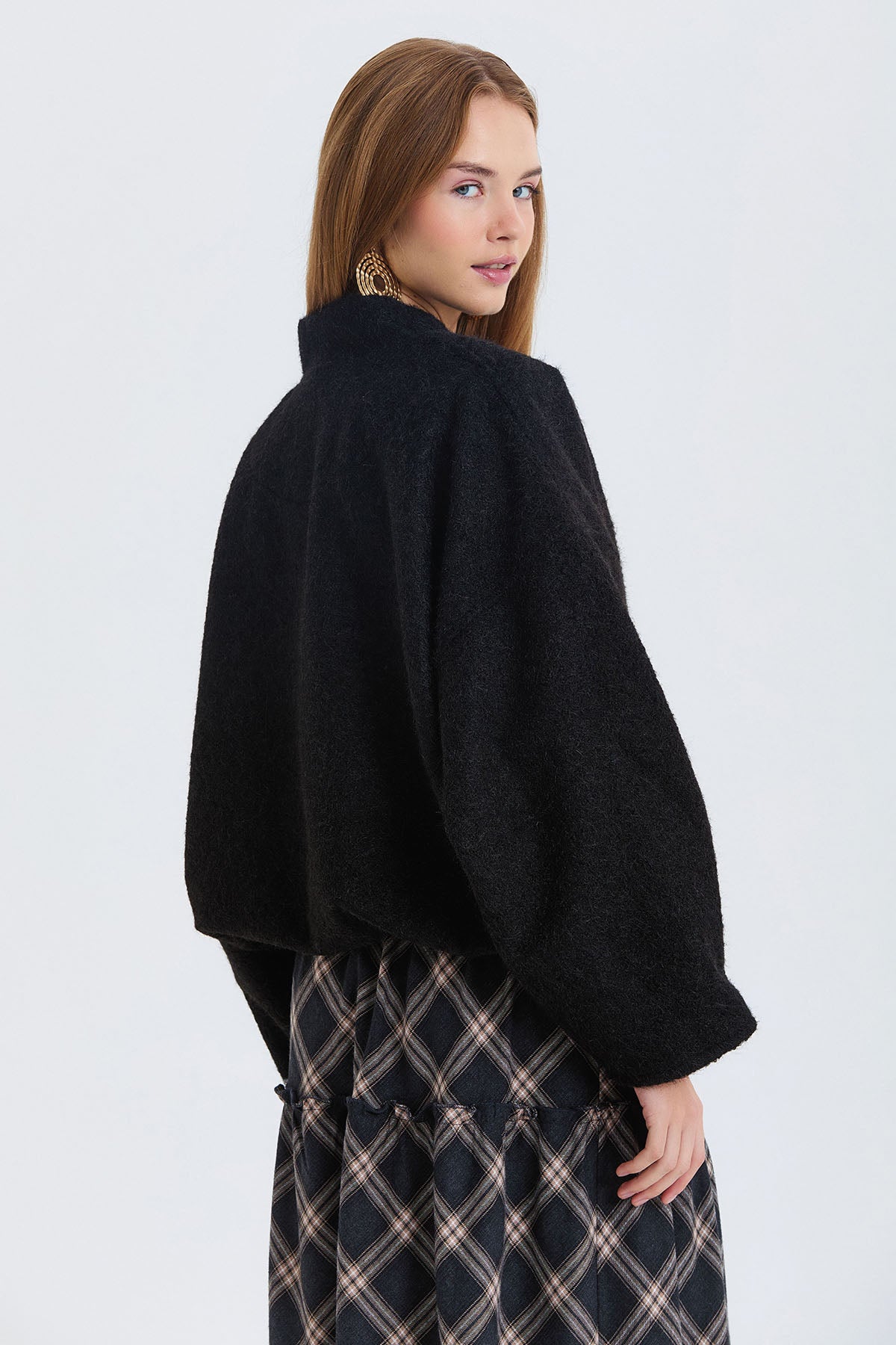 Yumuşak Oversize Bomber Ceket Siyah