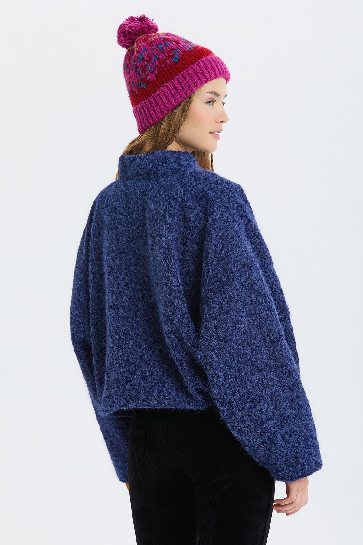 Yumuşak Oversize Bomber Ceket Lacivert