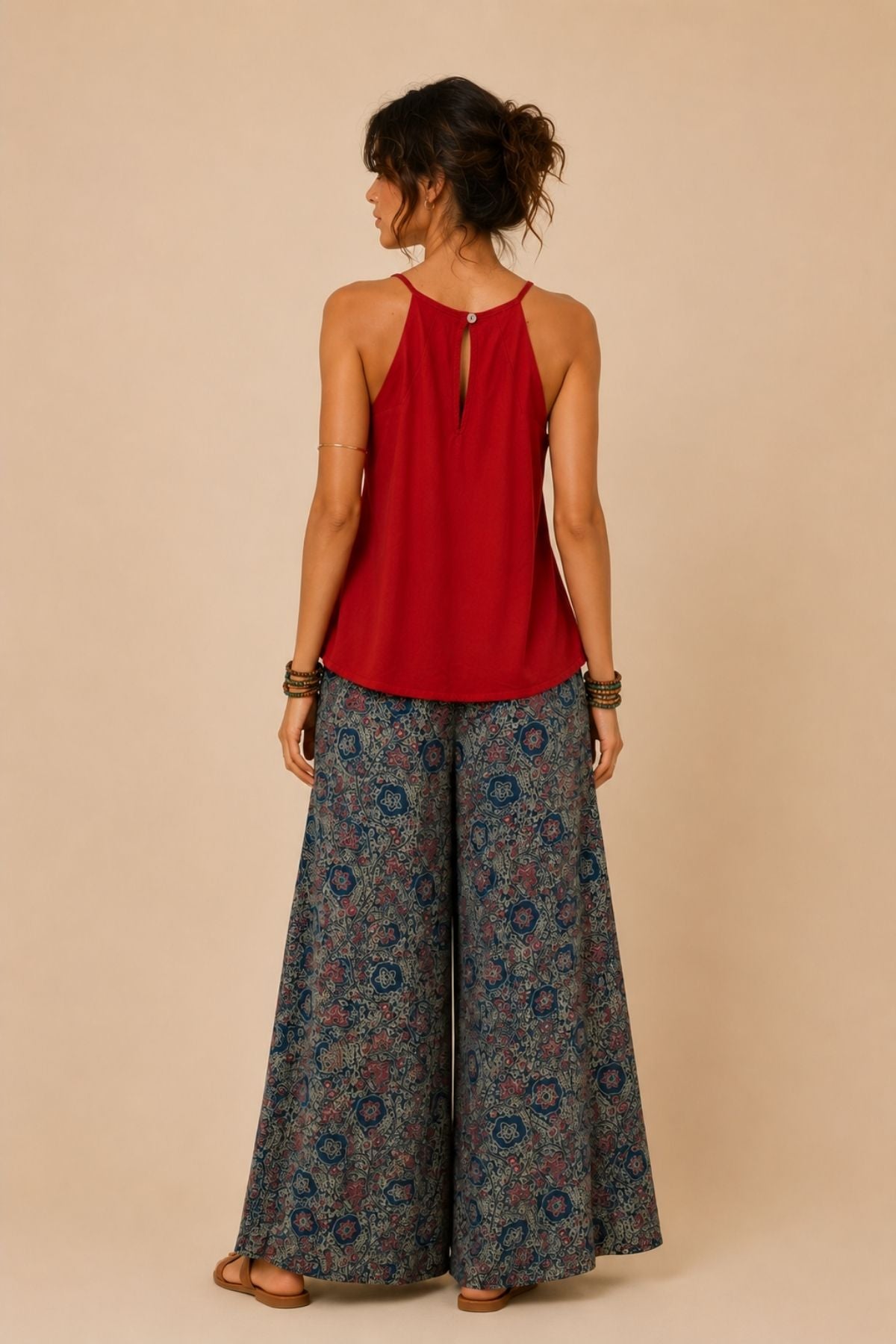 Halter Yaka Şık Bohem Bluz Kiremit