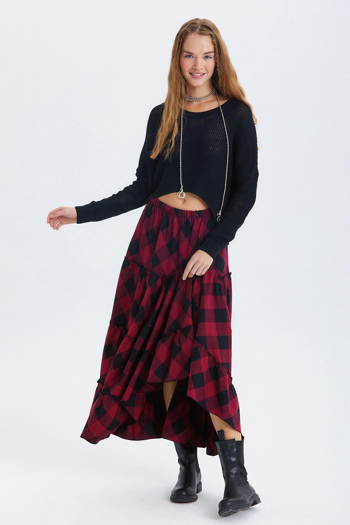 Salaş Triko Basic Bohem Kazak Siyah