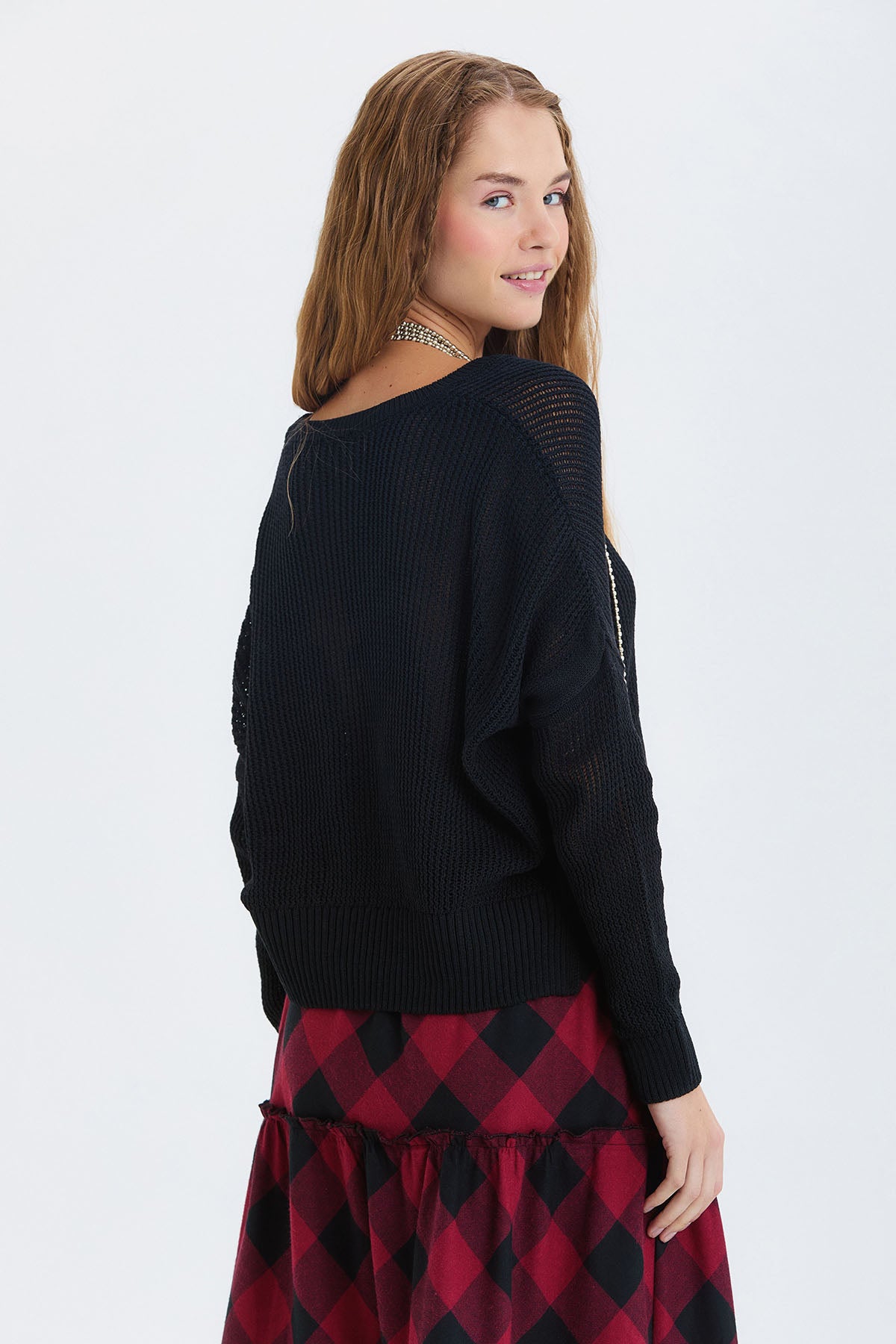 Salaş Triko Basic Bohem Kazak Siyah