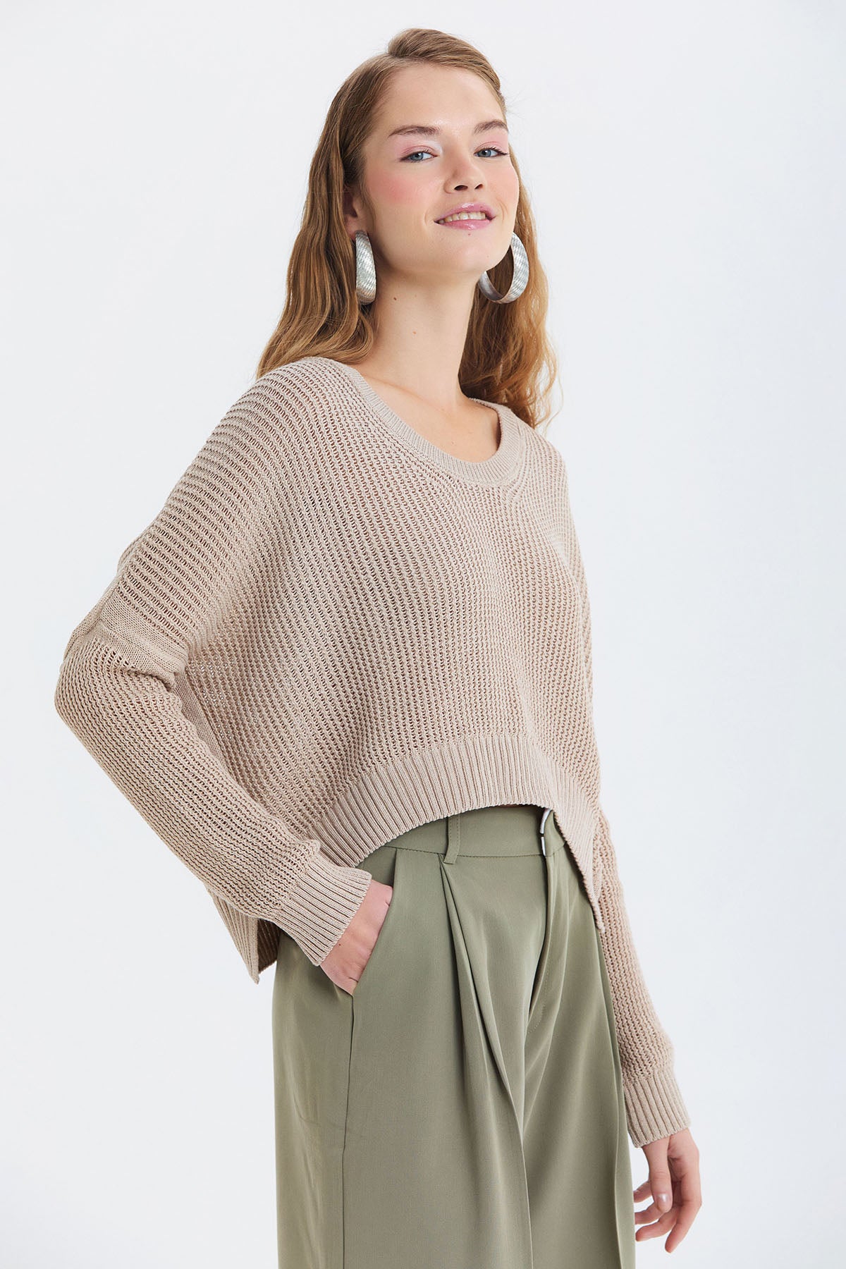 Salaş Triko Basic Bohem Kazak Bej