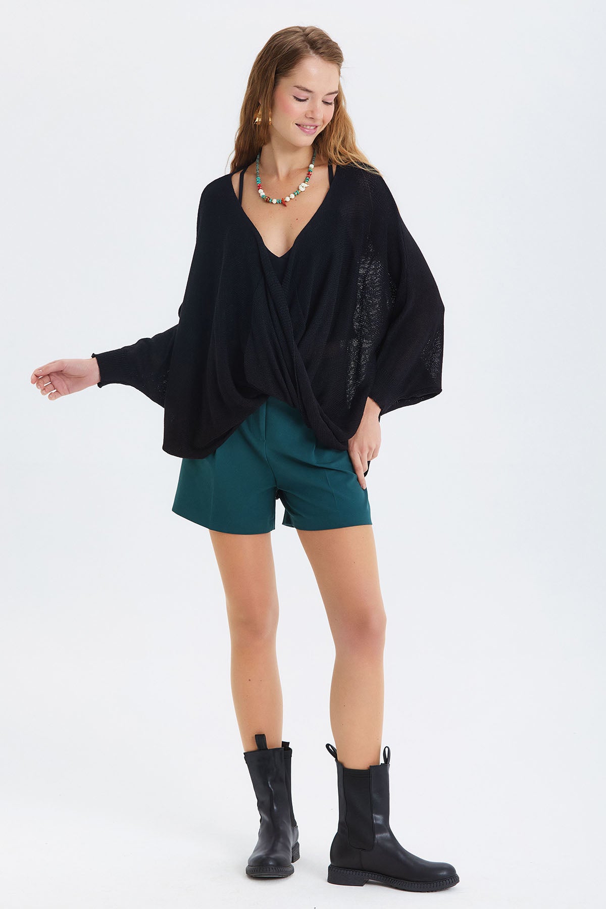 Pensli Kemerli Kışlık Şort Yeşil