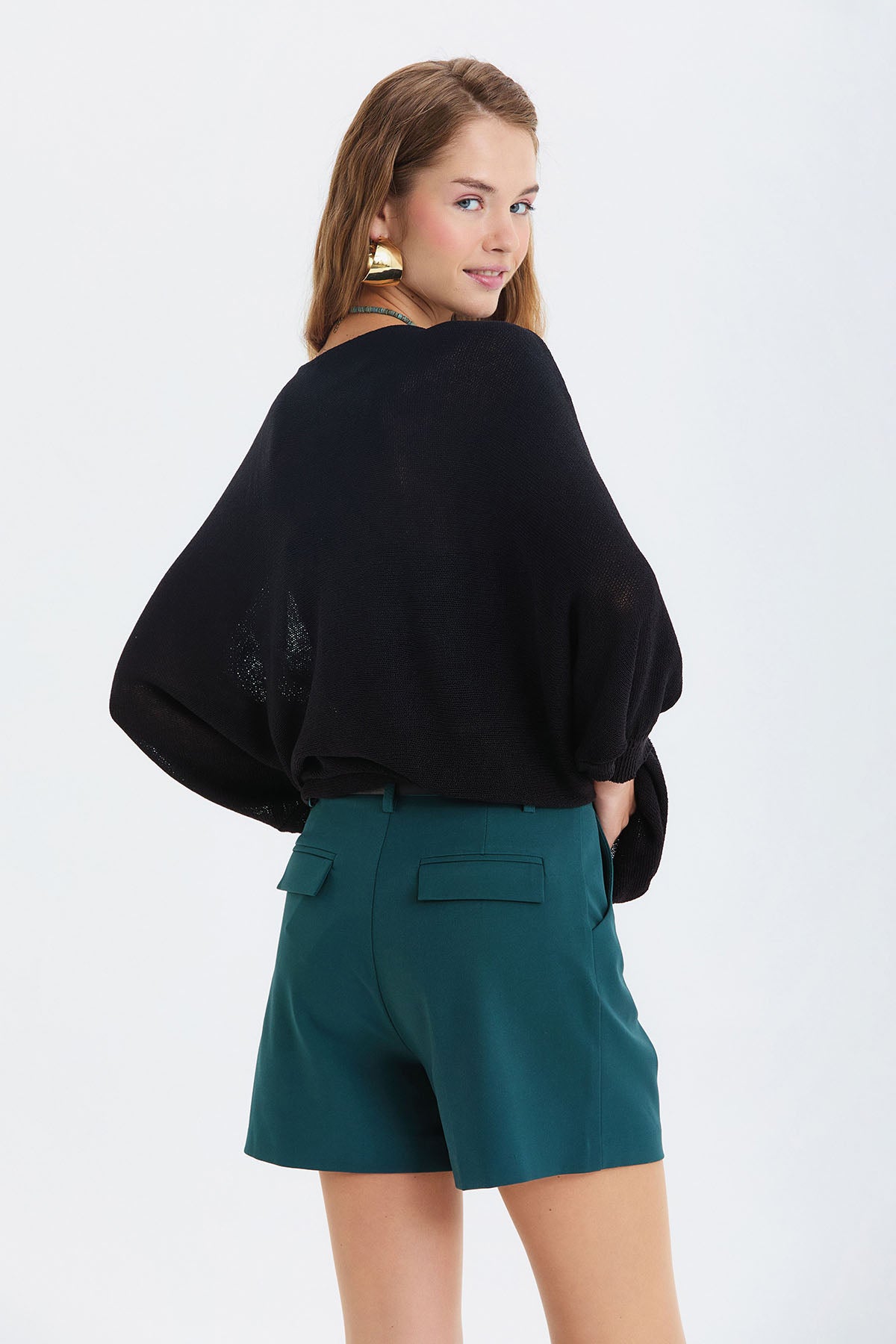 Pensli Kemerli Kışlık Şort Yeşil