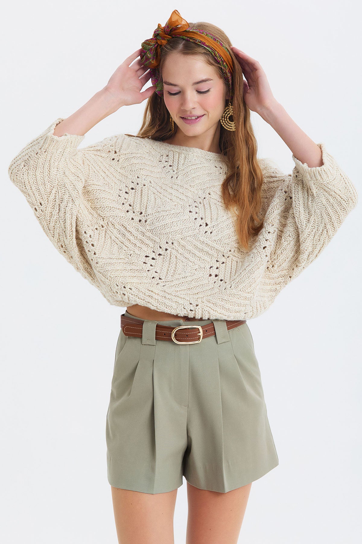 Pensli Kemerli Kışlık Şort Çağla