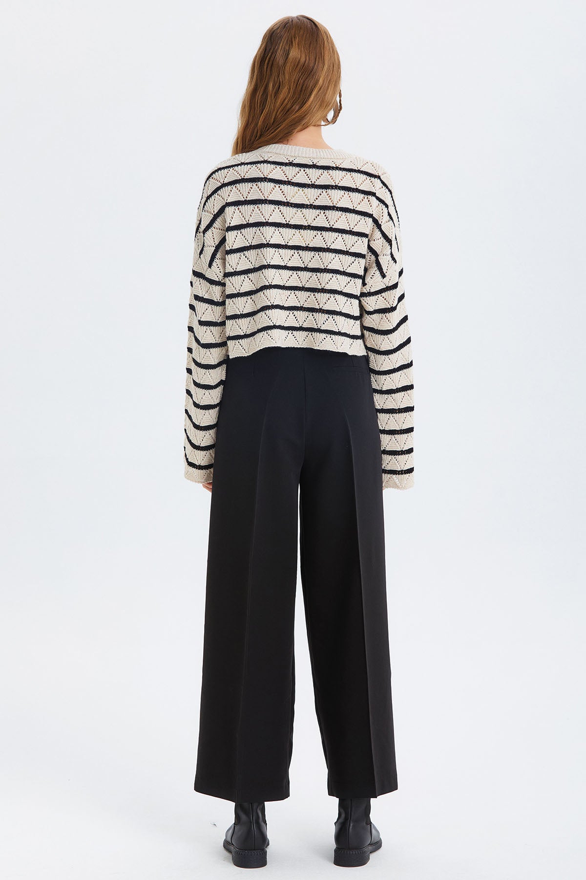 Salaş Bol Paça Kumaş Pantolon Siyah