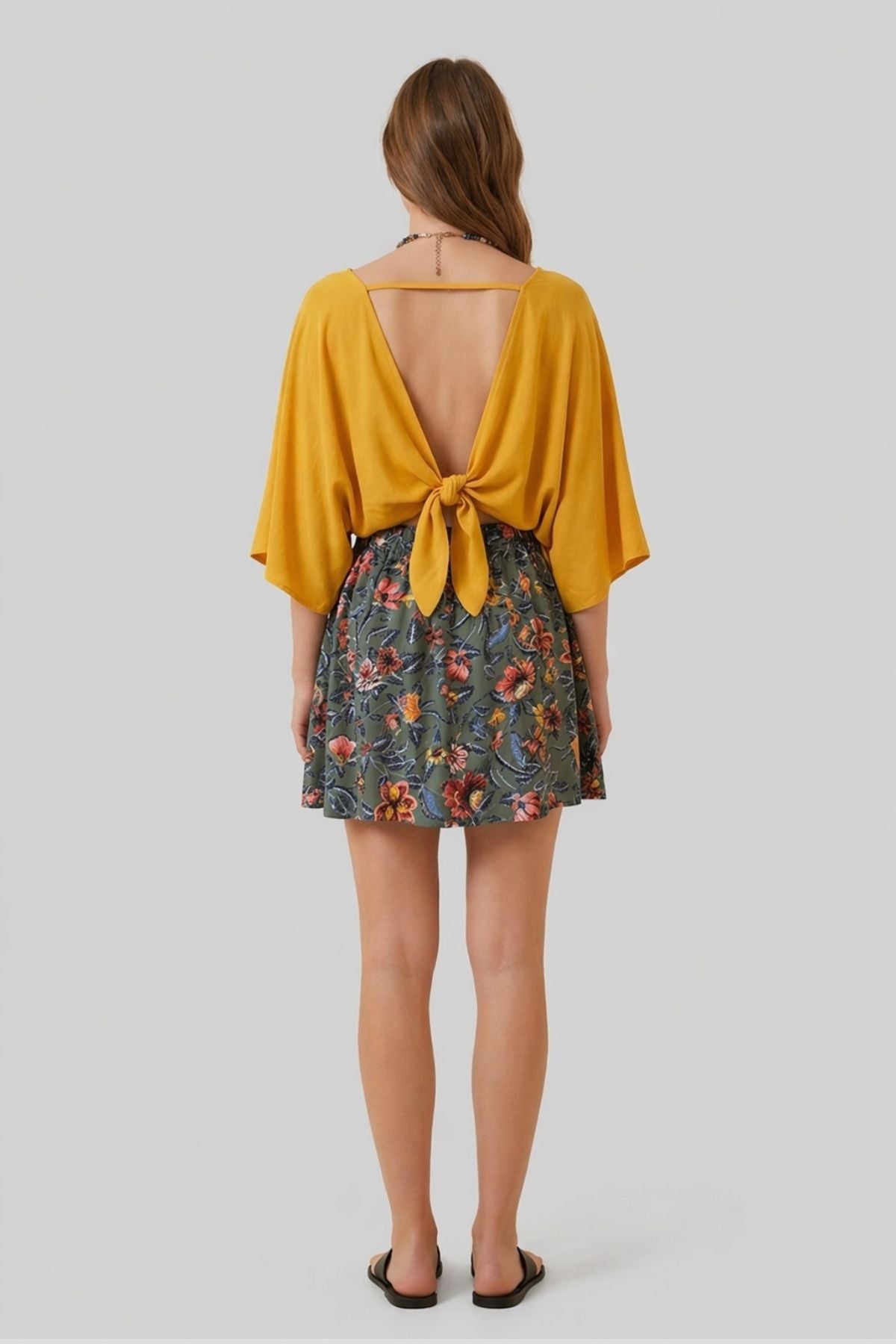 Lastik Bel Rahat Kesim Mini Etek Gri