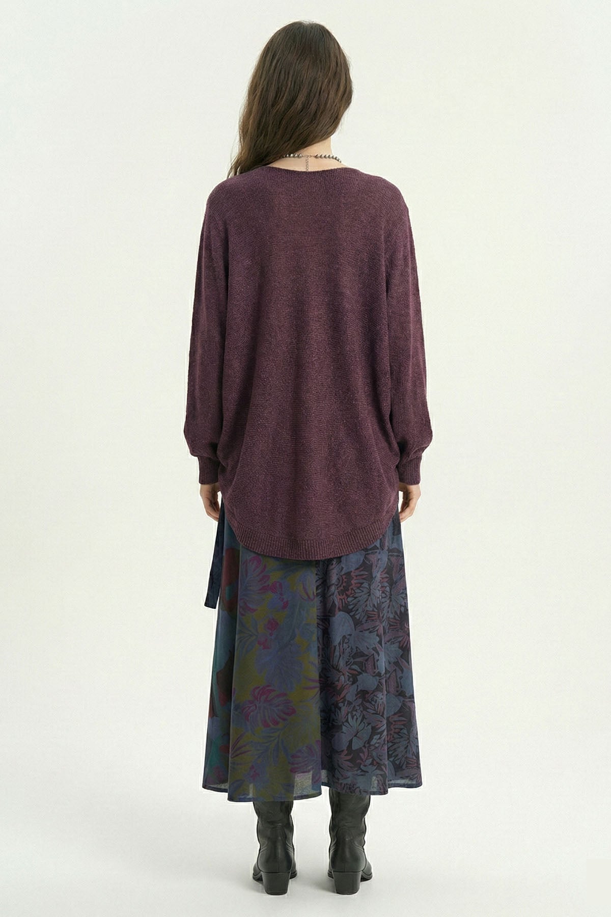 Uzun Patchwork Etek Lacivert