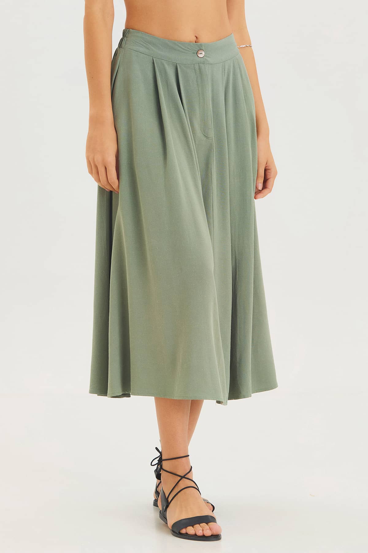 Rahat Kesim Midi Boy Yazlık Bohem Etek Çağla