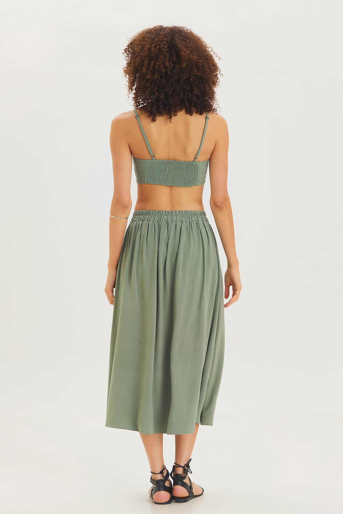 Rahat Kesim Midi Boy Yazlık Bohem Etek Çağla