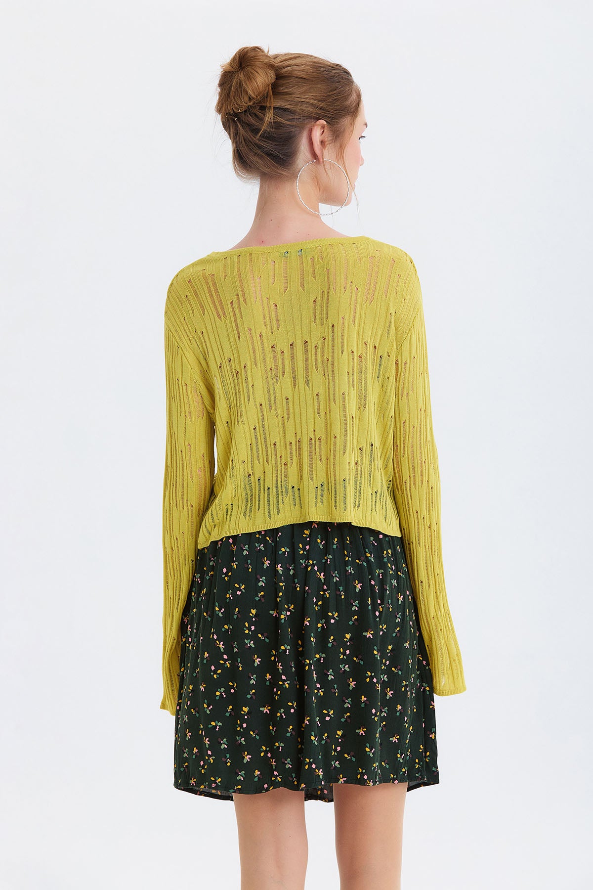 Beli Lastikli Bohem Tarz Mini Etek Yeşil