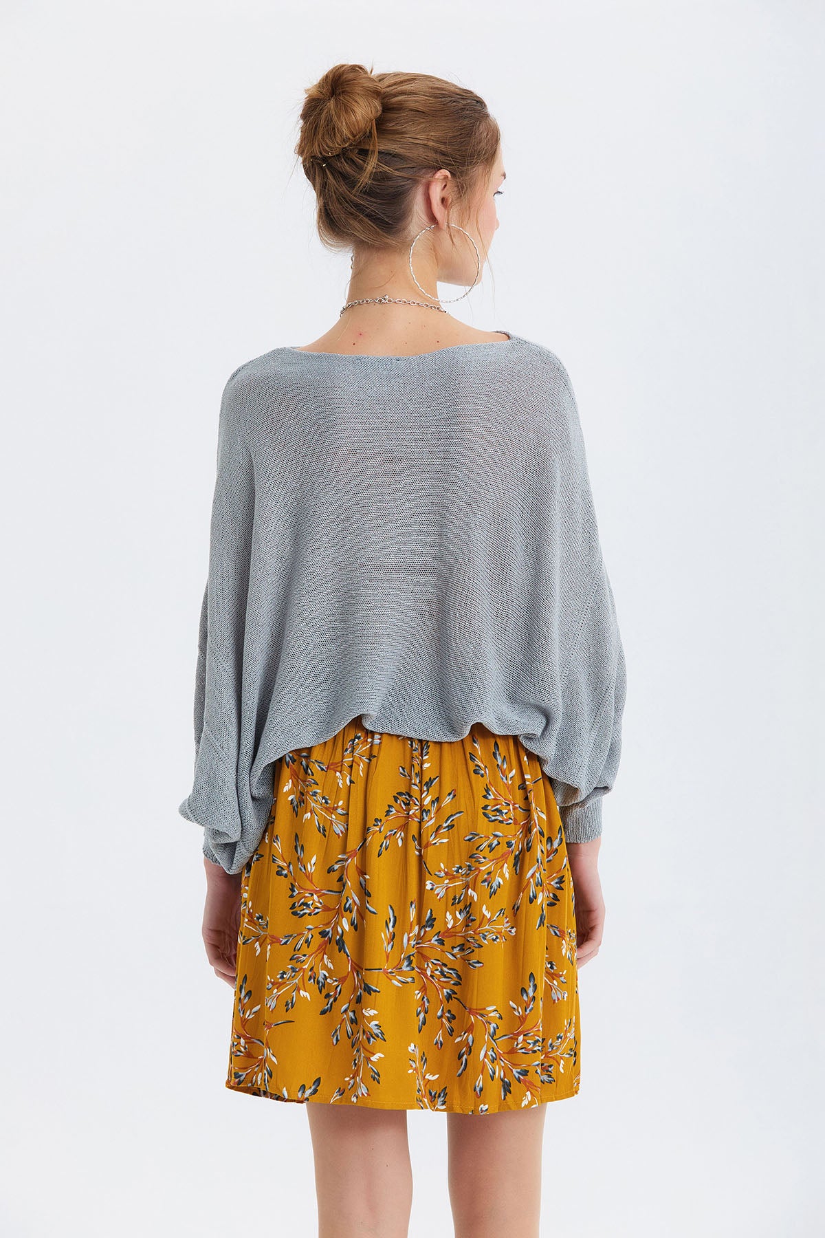 Beli Lastikli Bohem Tarz Mini Etek Sarı